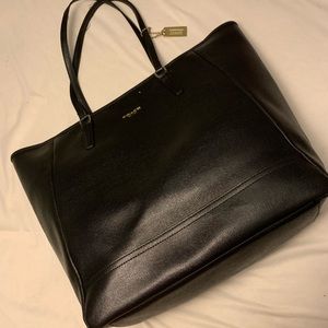Black coach leather tote bag